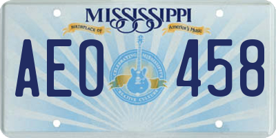 MS license plate AEO458