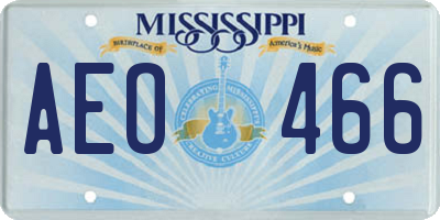 MS license plate AEO466