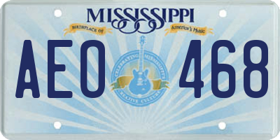 MS license plate AEO468