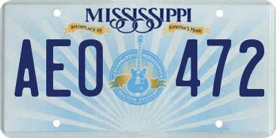 MS license plate AEO472