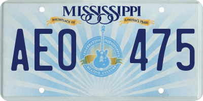 MS license plate AEO475