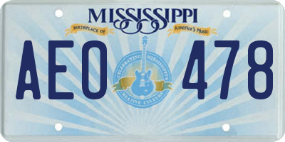 MS license plate AEO478