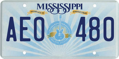 MS license plate AEO480