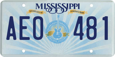 MS license plate AEO481