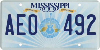 MS license plate AEO492