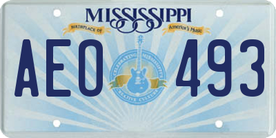 MS license plate AEO493