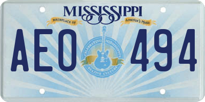MS license plate AEO494