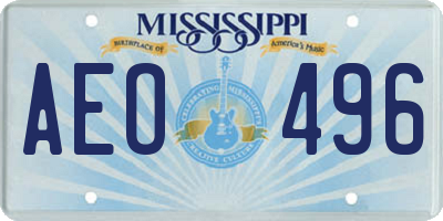 MS license plate AEO496