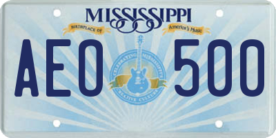 MS license plate AEO500