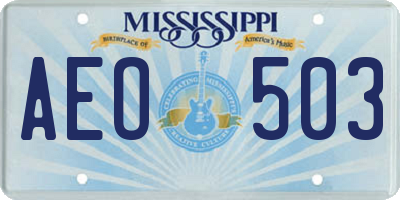 MS license plate AEO503