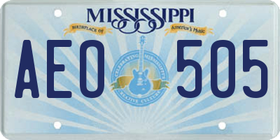 MS license plate AEO505