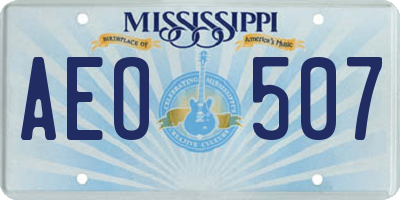 MS license plate AEO507