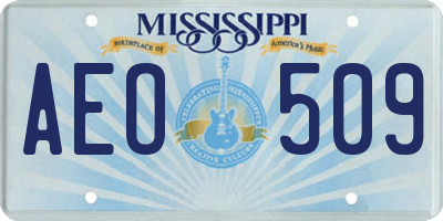MS license plate AEO509