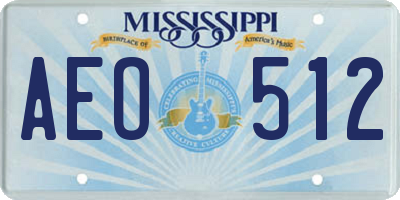 MS license plate AEO512