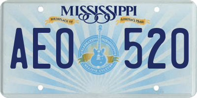 MS license plate AEO520