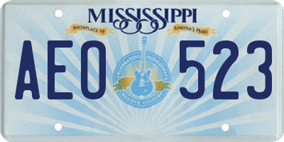 MS license plate AEO523