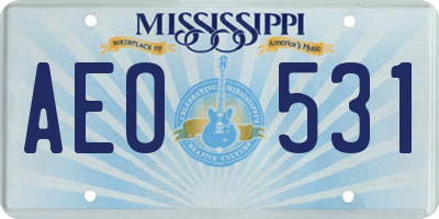 MS license plate AEO531