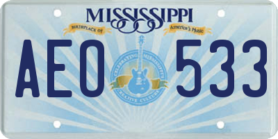 MS license plate AEO533