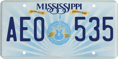 MS license plate AEO535
