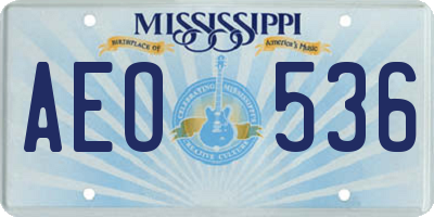 MS license plate AEO536