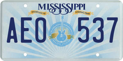 MS license plate AEO537