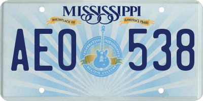 MS license plate AEO538