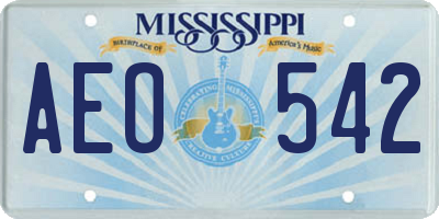 MS license plate AEO542
