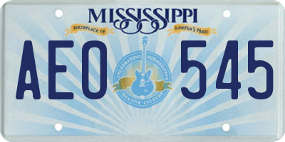 MS license plate AEO545