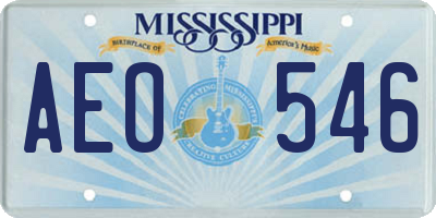 MS license plate AEO546