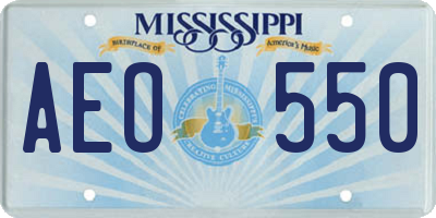 MS license plate AEO550