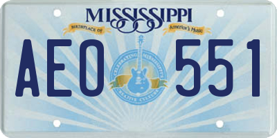 MS license plate AEO551