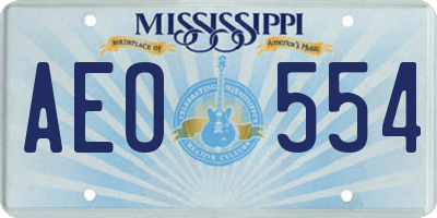 MS license plate AEO554