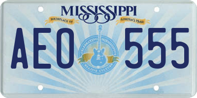 MS license plate AEO555