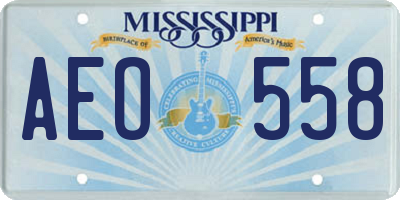 MS license plate AEO558