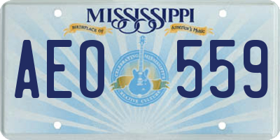 MS license plate AEO559