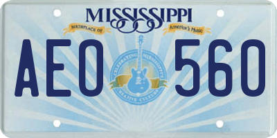 MS license plate AEO560