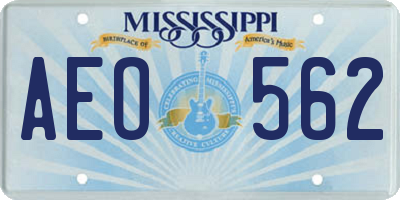 MS license plate AEO562