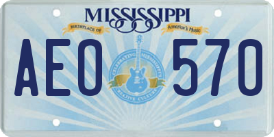 MS license plate AEO570