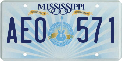MS license plate AEO571