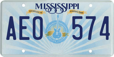 MS license plate AEO574