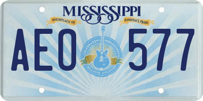 MS license plate AEO577