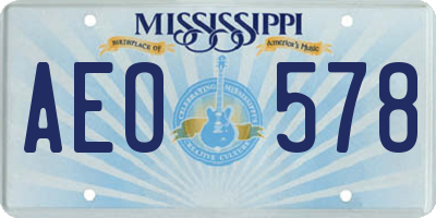 MS license plate AEO578