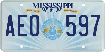 MS license plate AEO597