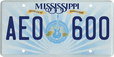 MS license plate AEO600