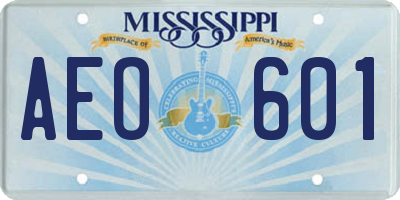 MS license plate AEO601