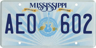 MS license plate AEO602