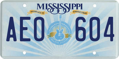 MS license plate AEO604