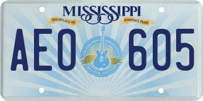 MS license plate AEO605