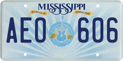MS license plate AEO606