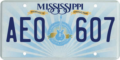 MS license plate AEO607